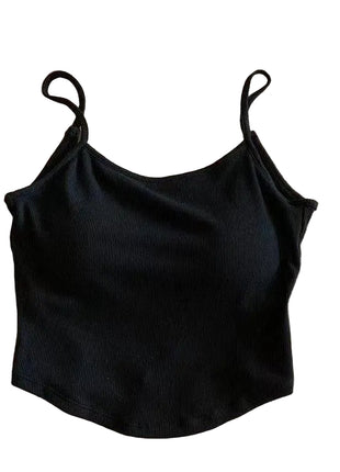 Women's Padded Strap Camisole | Cotton Inner Wear Tank Top black blndl