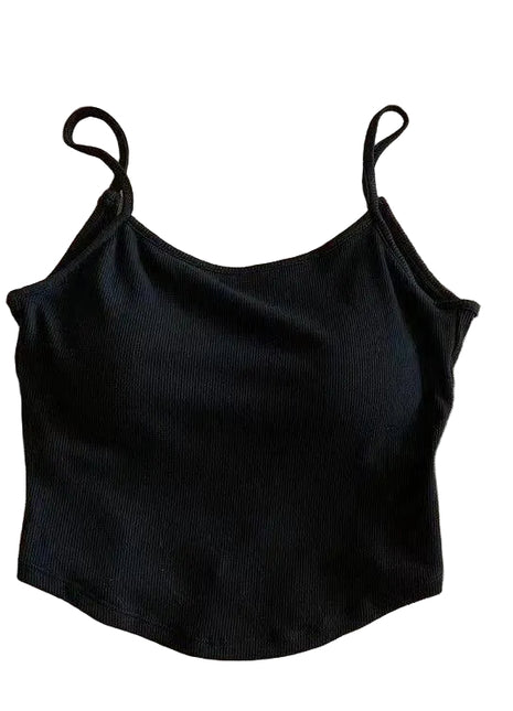 Women's Padded Strap Camisole | Cotton Inner Wear Tank Top black blndl