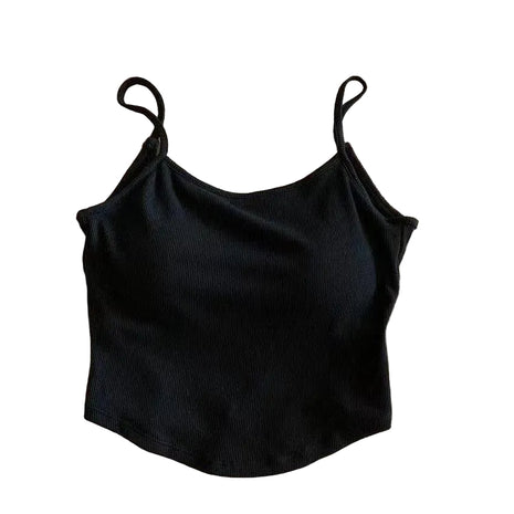 Women's Padded Strap Camisole | Cotton Inner Wear Tank Top black blndl