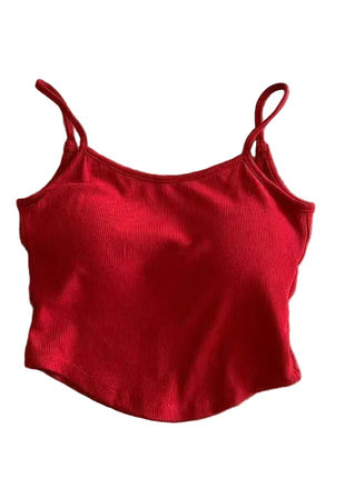 Women's Padded Strap Camisole | Cotton Inner Wear Tank Top red blndl