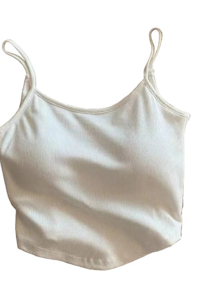 Women's Padded Strap Camisole | Cotton Inner Wear Tank Top white blndl