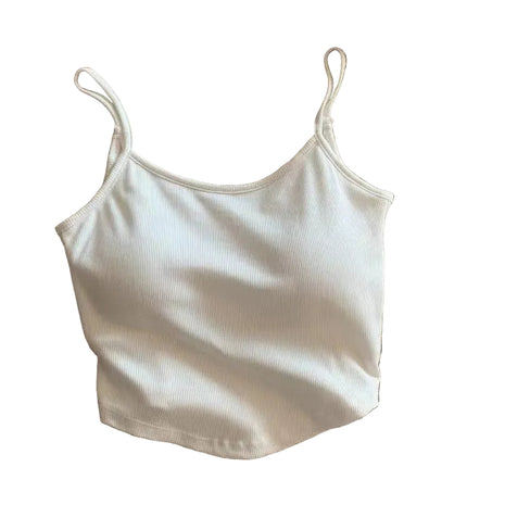 Women's Padded Strap Camisole | Cotton Inner Wear Tank Top white blndl