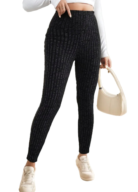 Women’s solid color patchwork casual tights with elegant design and full-length comfortable fit.