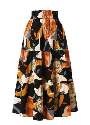 Elegant Women's Floral Polyester Midi Skirt
