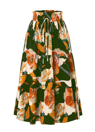 Versatile Women's Pleated Floral Midi Skirt for Casual and Office Wear