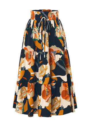 Versatile Women's Pleated Floral Midi Skirt for Casual and Office Wear