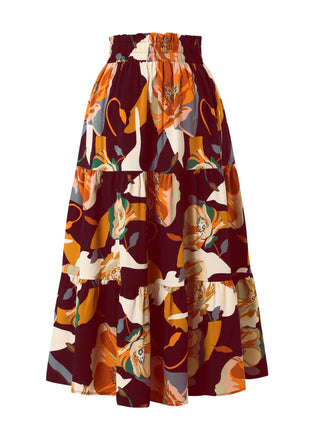 Versatile Women's Pleated Floral Midi Skirt for Casual and Office Wear