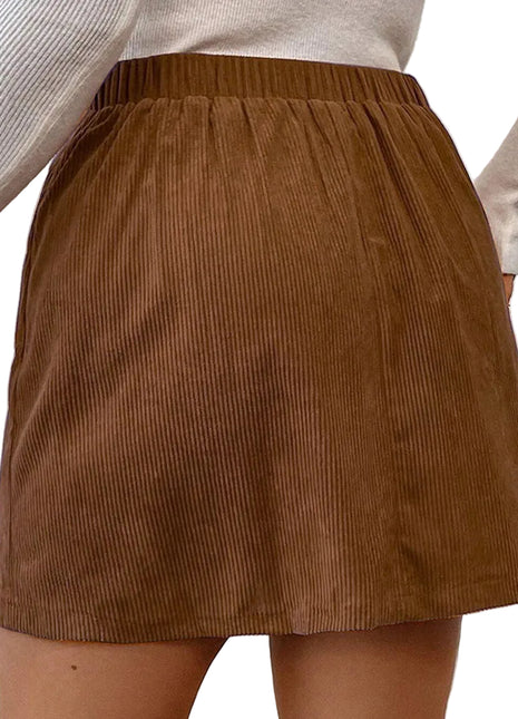 Stylish Plus Size A-Line Mini Skirt in Caramel BLNDL