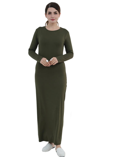 Vestido maxi elástico de manga larga para mujer de talla grande