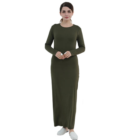 Women's Plus Size Stretchy Long Sleeve Maxi Dress