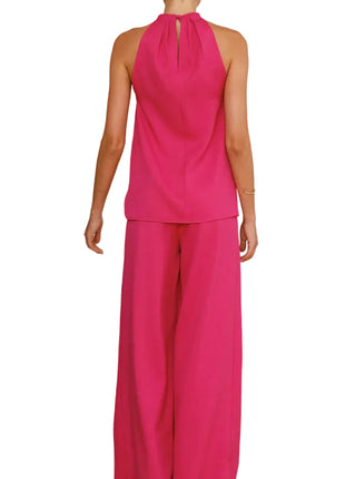 Versatile Women's Round Neck Top and Wide Leg Trousers Set