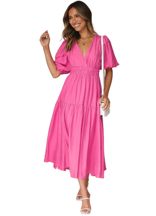 Rose Red Casual Holiday Dress for Women