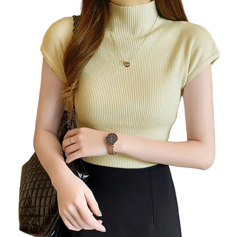 Women's Short Sleeve Slim Fit Inner Top | Stretch Basic T-Shirt apricot