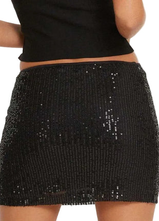 Sparkling Hip-Hugging Sequin Mini Skirt