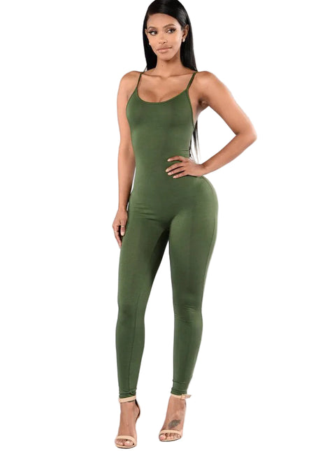 Versatile Women's Backless Stretch Jumpsuit Available in 10 Colors