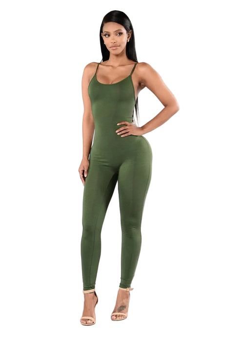 Versatile Women's Backless Stretch Jumpsuit Available in 10 Colors