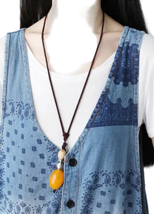 Women's Sleeveless Washed Denim Suspender Overall