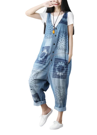 Retro Cotton Wide-Leg Denim Overall for Women blndl