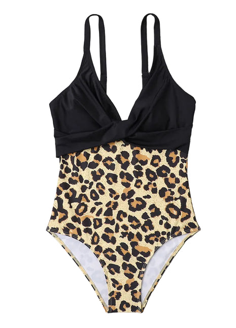 Women's Slimming One-Piece Swimsuit black leopard 