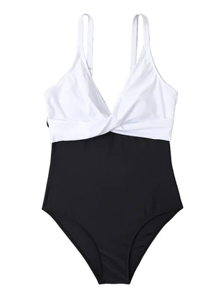 Women's Slimming One-Piece Swimsuit white and black