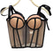 Women's Strapless Bandeau Top with Waist-Cinching Double Straps blndl apricot black