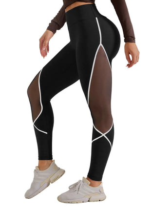Women's Stretch Yoga Leggings with Mesh Panels