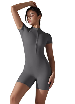 Short Sleeve One-Piece Workout Jumpsuit for Women