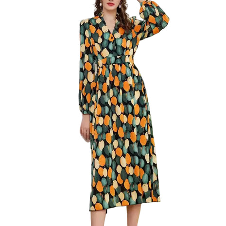 Women's Button Detail Printed Dress