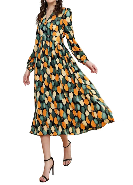 Versatile V-Neck Long Sleeve Dress