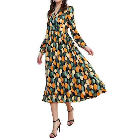 Versatile V-Neck Long Sleeve Dress