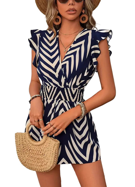 Versatile Women's Floral V-Neck One-Piece Summer Jumpsuit