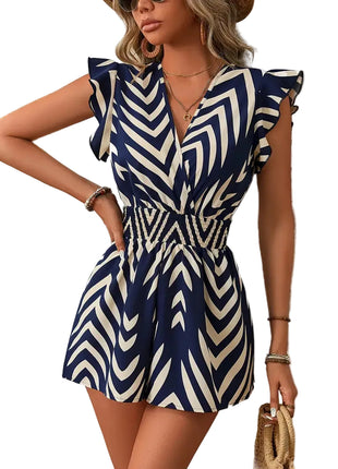 Floral Summer Romper for Women with V-Neck Design