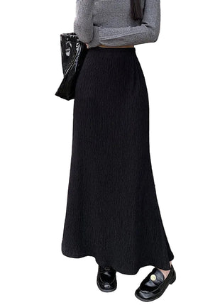 Women's Artistic Retro Long Skirt with Crumpled Texture