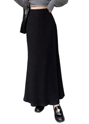 Versatile Women's Vintage Crumpled Long Skirt for Autumn Styling