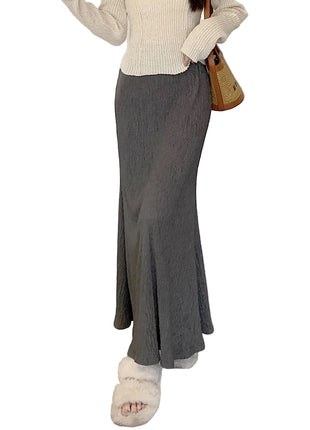 Versatile Women's Vintage Crumpled Long Skirt for Autumn Styling