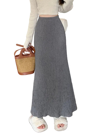 Versatile Women's Vintage Crumpled Long Skirt for Autumn Styling