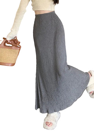 Elegant Zen Style Textured A-Line Maxi Skirt