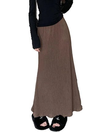 Women's Artistic Retro Long Skirt with Crumpled Texture