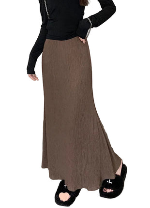Elegant Zen Style Textured A-Line Maxi Skirt