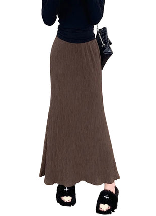 Women's Artistic Retro Long Skirt with Crumpled Texture