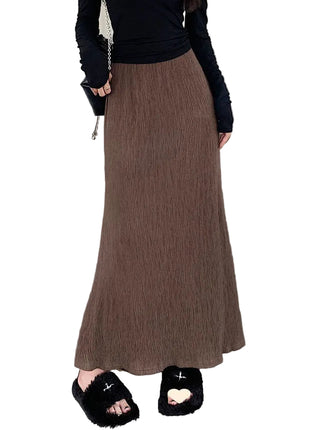 Elegant Zen Style Textured A-Line Maxi Skirt