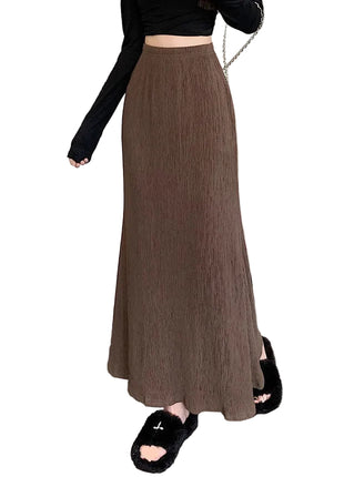 Versatile Women's Vintage Crumpled Long Skirt for Autumn Styling