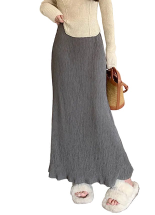 Women's Artistic Retro Long Skirt with Crumpled Texture