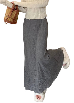 Versatile Women's Vintage Crumpled Long Skirt for Autumn Styling