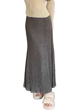 Women's Artistic Retro Long Skirt with Crumpled Texture