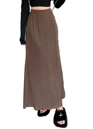 Versatile Women's Vintage Crumpled Long Skirt for Autumn Styling