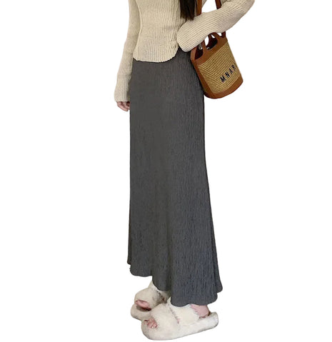 Women's Artistic Retro Long Skirt with Crumpled Texture