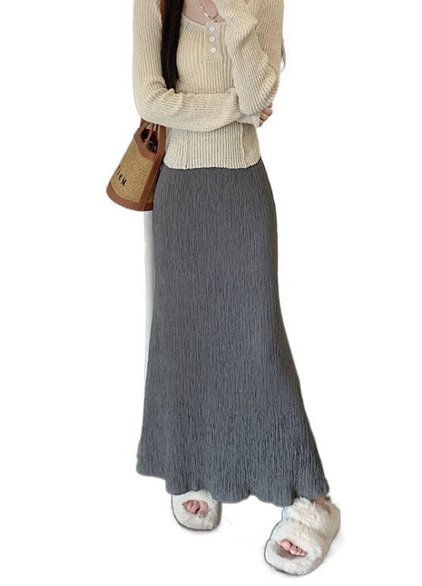 Elegant Zen Style Textured A-Line Maxi Skirt