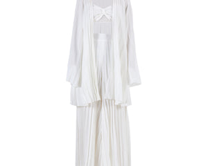 Women's White Pleated Vest Cardigan Wide-Leg Pants Set
Elegant White Three-Piece Matching Pants Suit
White Pleated Vest and Cardigan with Wide-Leg Trousers
Women's Elegant White Three-Piece Outfit
Versatile White Vest Cardigan and Wide-Leg Pants Set
