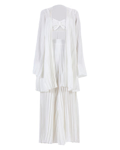 Women's White Pleated Vest Cardigan Wide-Leg Pants Set
Elegant White Three-Piece Matching Pants Suit
White Pleated Vest and Cardigan with Wide-Leg Trousers
Women's Elegant White Three-Piece Outfit
Versatile White Vest Cardigan and Wide-Leg Pants Set